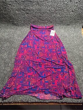 LuLaRoe Pink & Blue Printed Maxi Skirt